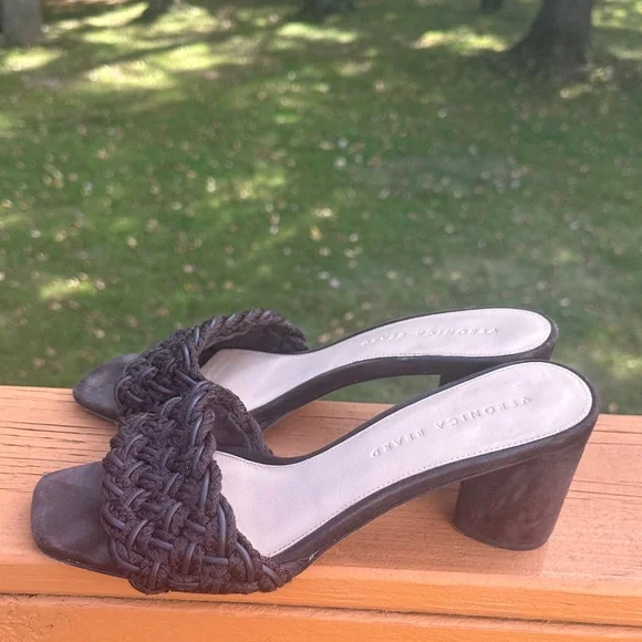 Veronica Beard Kerra Woven block-Heiled suede slide sandals - Picture 8 of 16